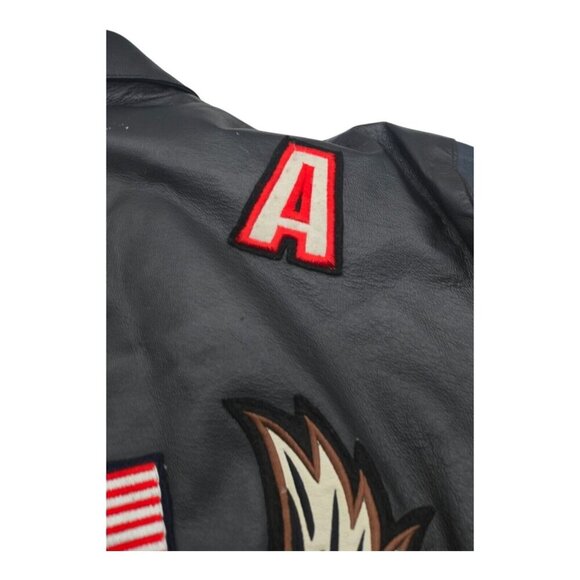 American Leather Jacket Men 2XL Multicolor USA Flag Eagle Bomber Biker Oversized - Picture 12 of 16